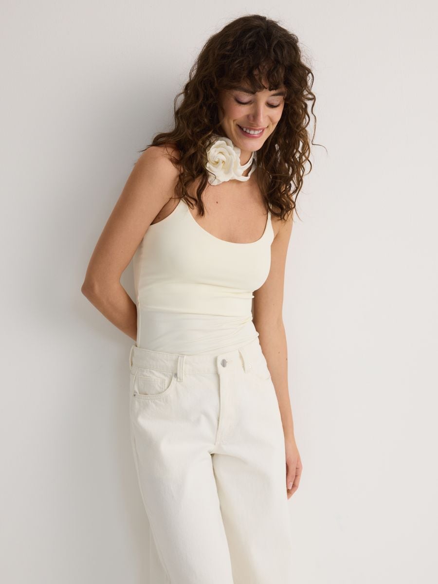 Plain spaghetti strap top - cream - RESERVED - 3