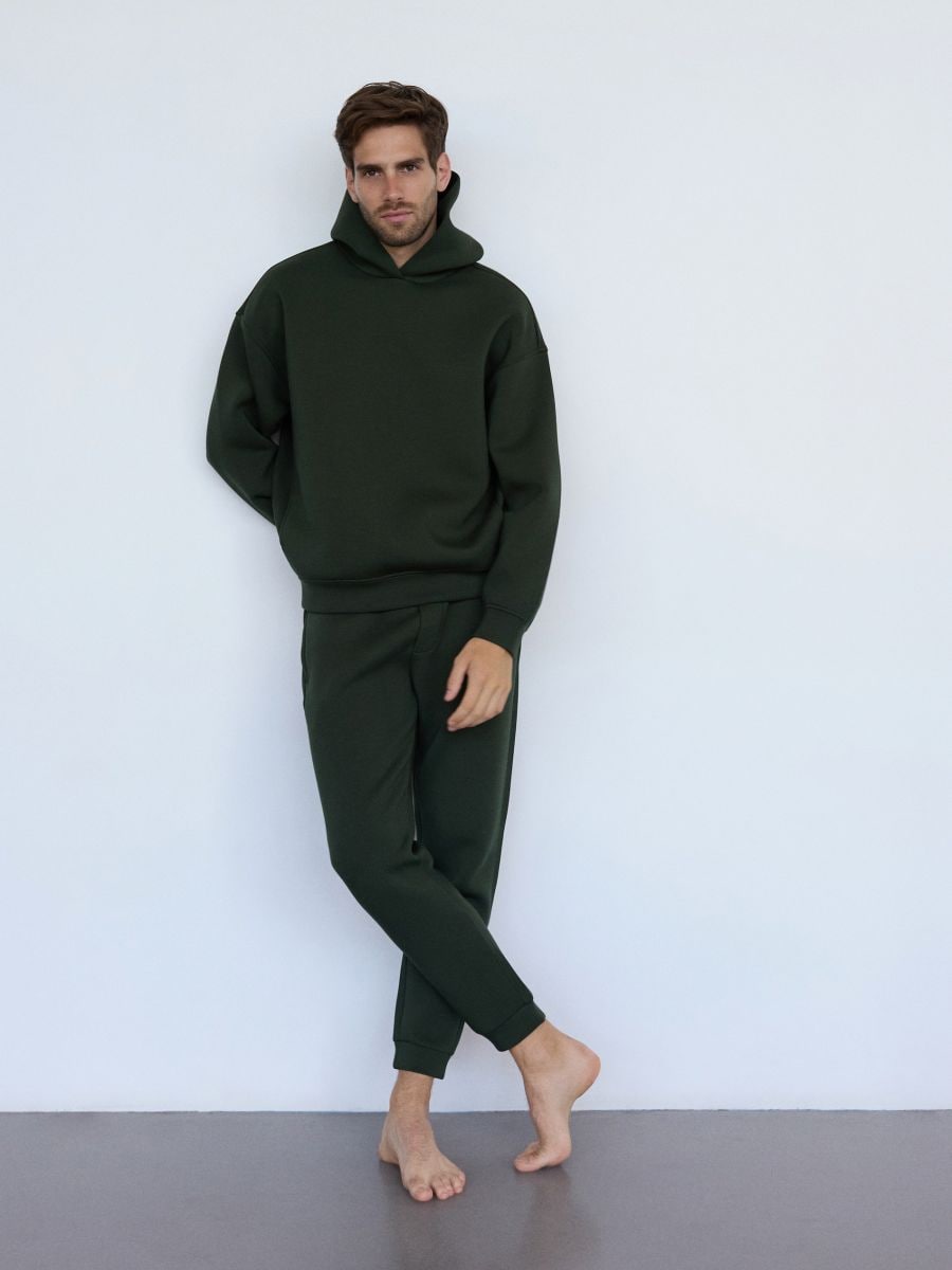 Slim sweatpants - dark green - RESERVED