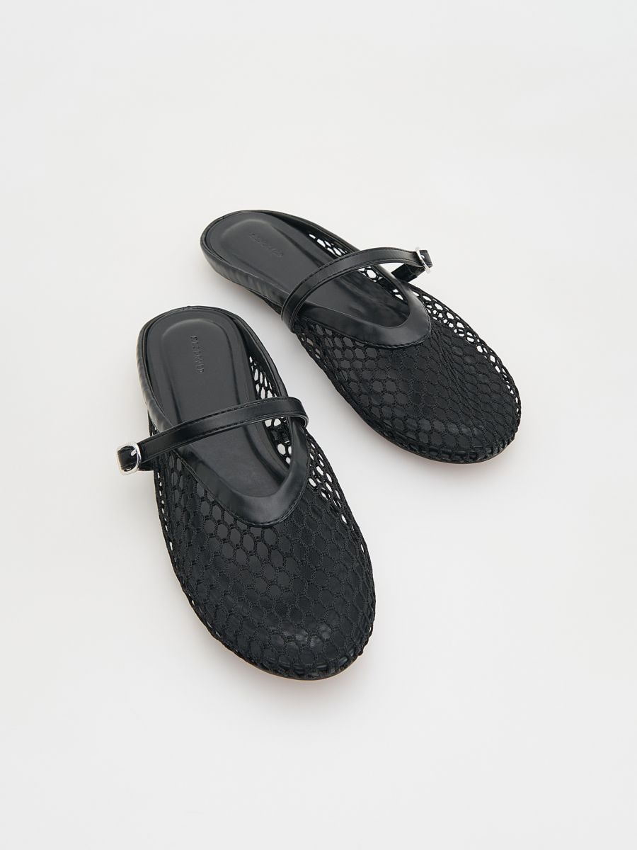 Openwork mules with strap - black - RESERVED - 2
