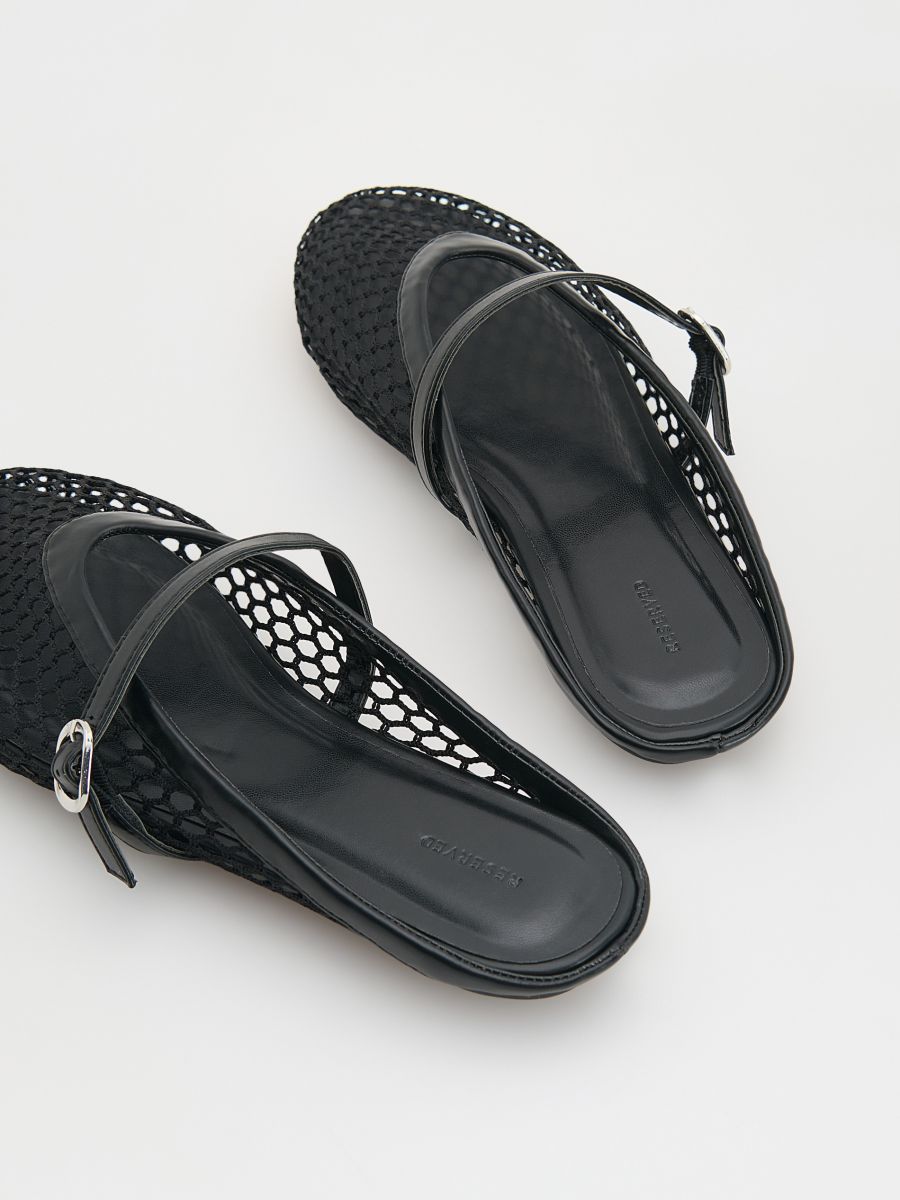 Openwork mules with strap - black - RESERVED - 3