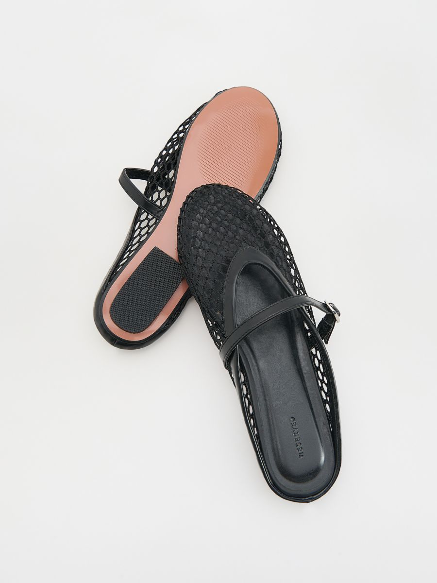 Openwork mules with strap - black - RESERVED - 4