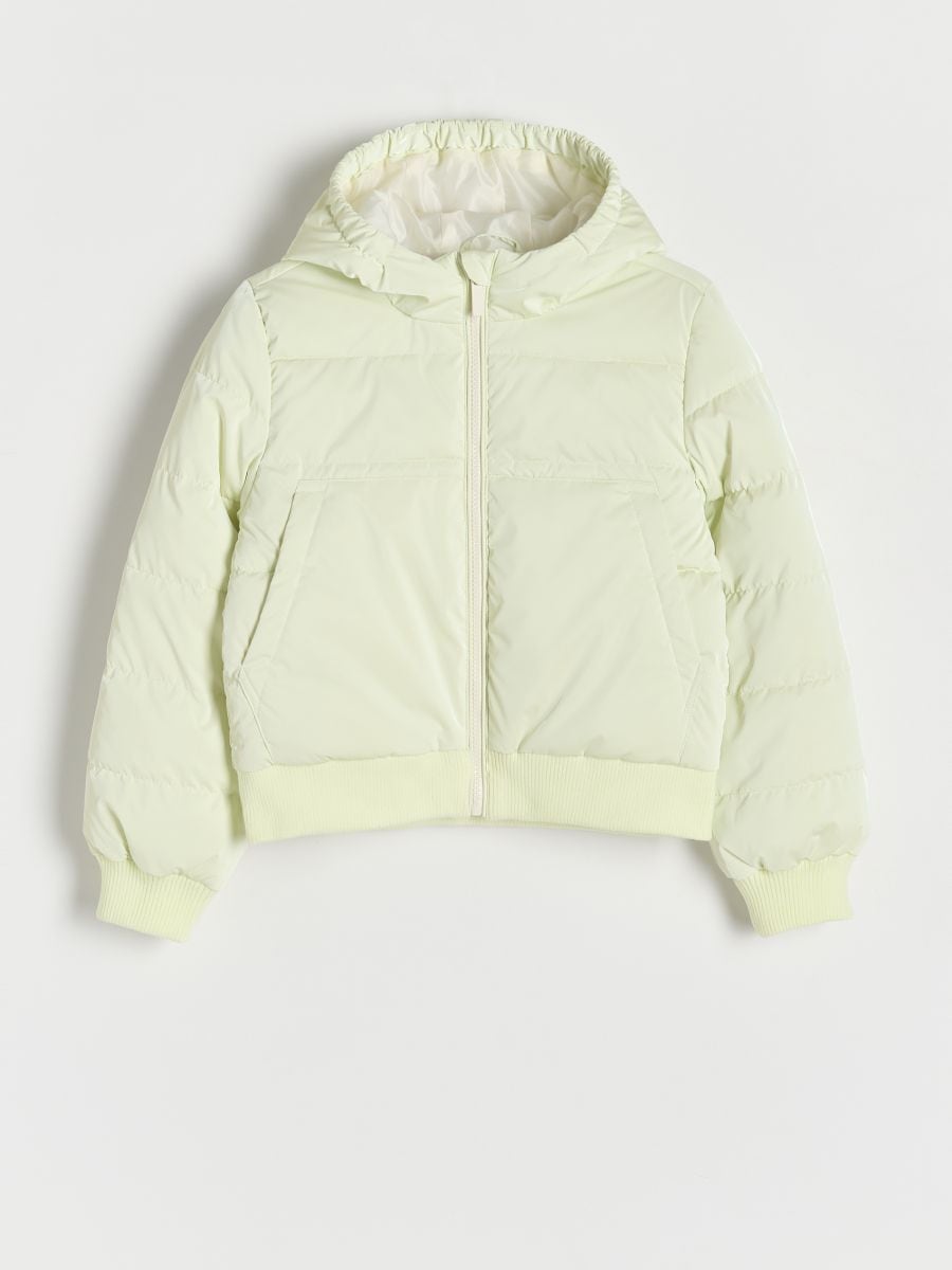 Quilted jacket with hood - light yellow - RESERVED