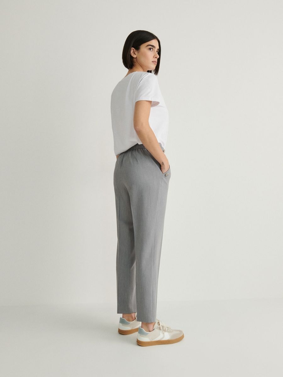 Cigarette trousers with buttons - light grey - RESERVED - 2