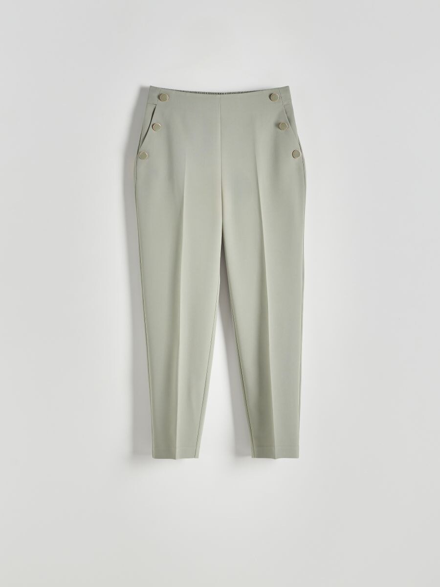 Cigarette trousers with buttons - light olive - RESERVED - 4