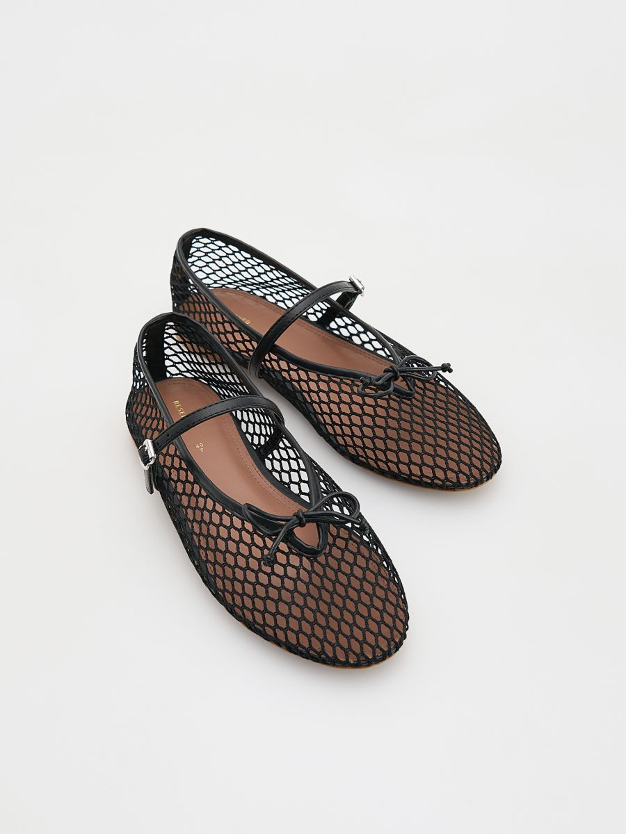 Mesh ballet flats with strap - black - RESERVED - 2