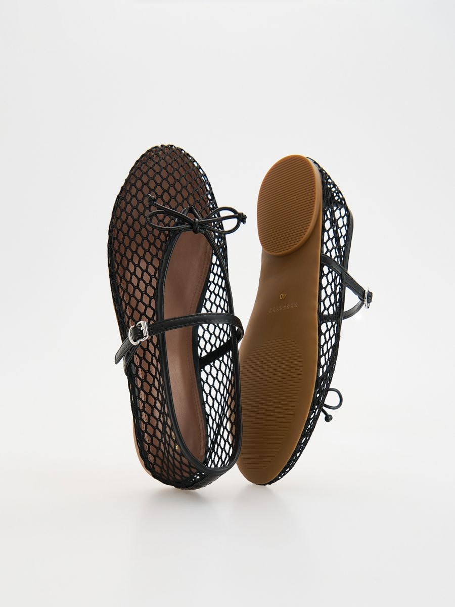 Mesh ballet flats with strap - black - RESERVED - 4