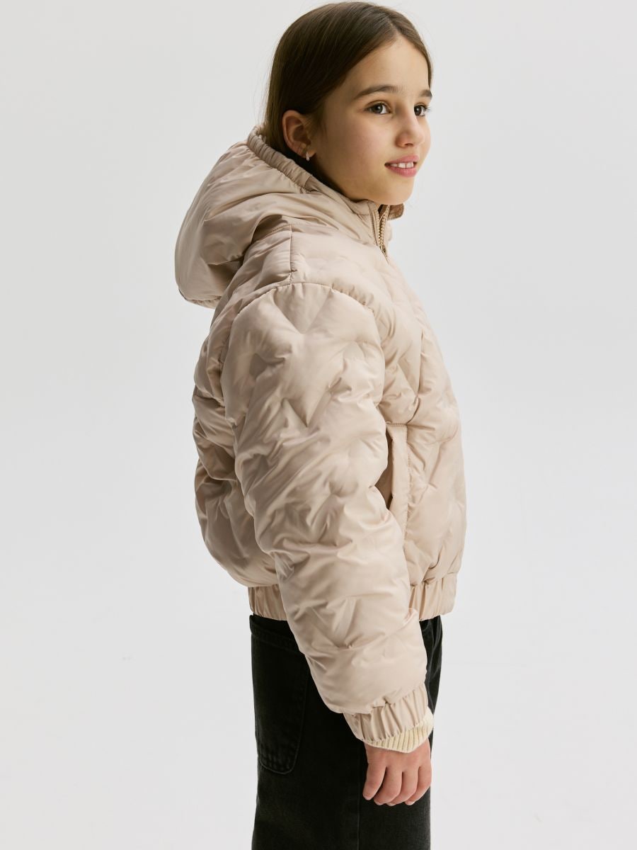 Quilted jacket with hood - beige - RESERVED - 2