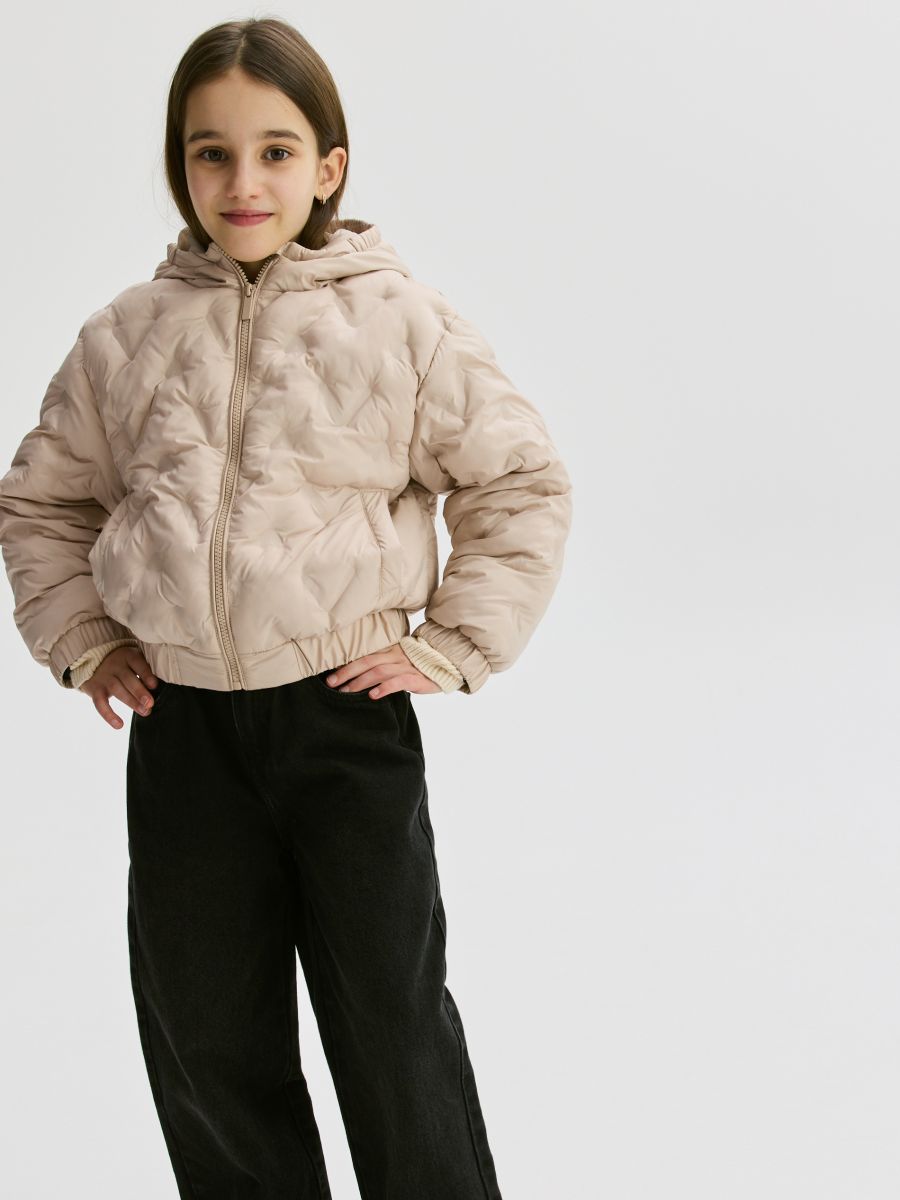 Quilted jacket with hood - beige - RESERVED - 7