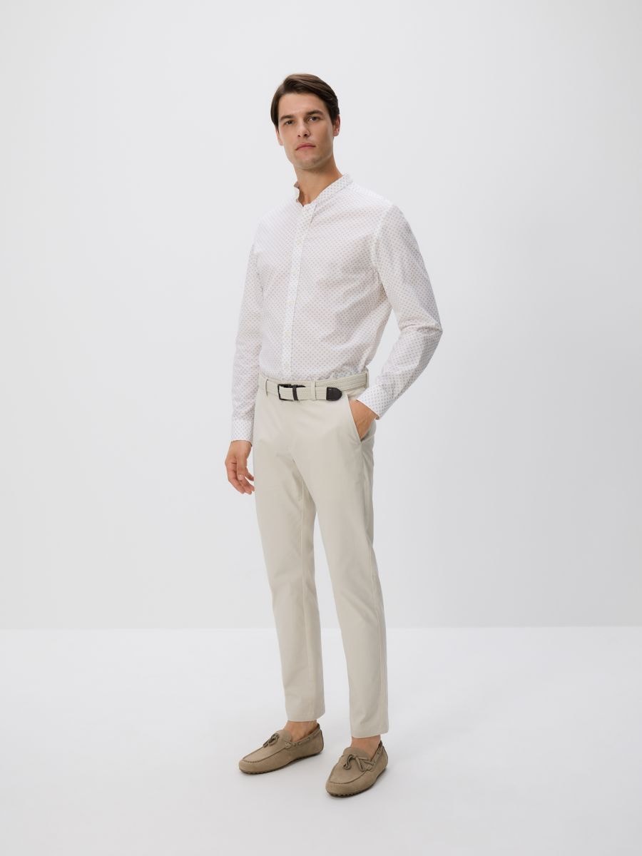 Camicia regular fit in cotone egiziano - beige - RESERVED - 2