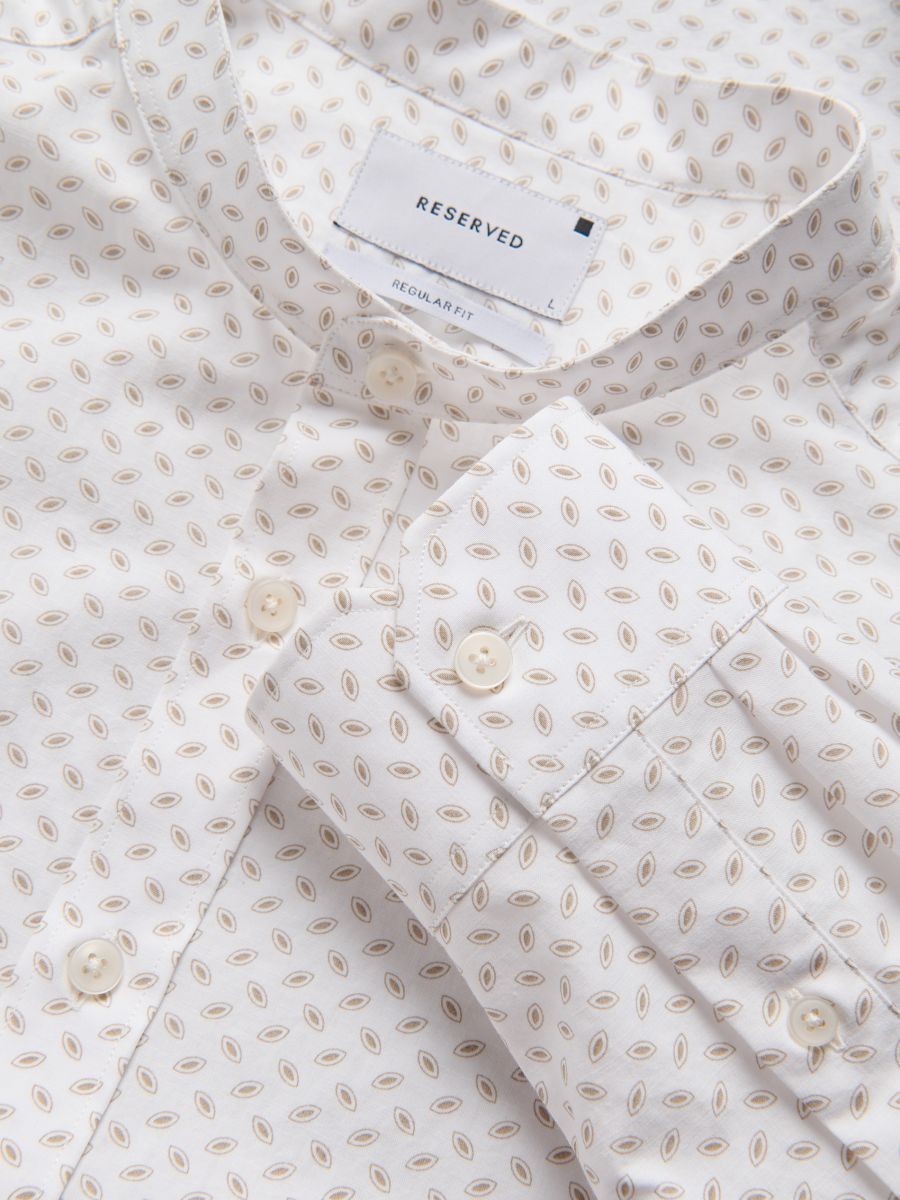 Camicia regular fit in cotone egiziano - beige - RESERVED - 5