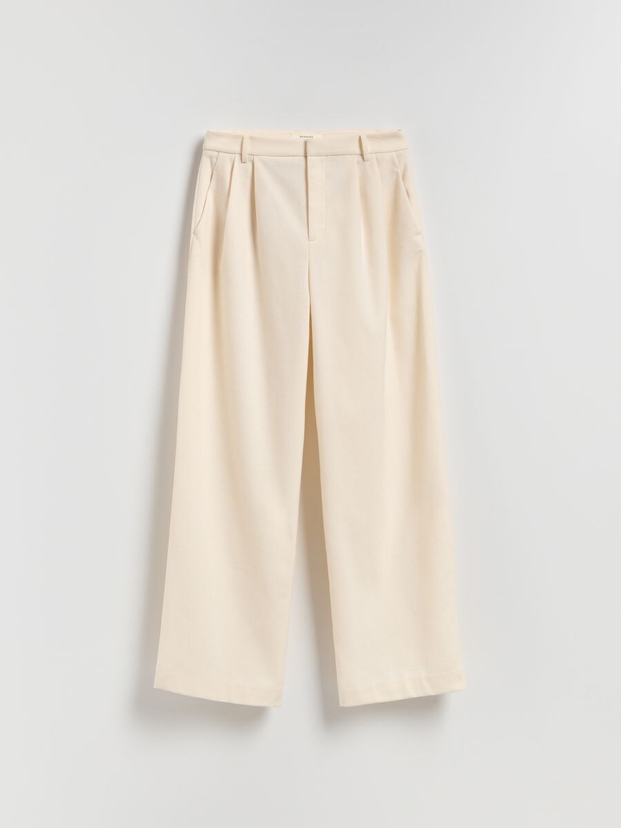 Hose mit Plissee - creme - RESERVED