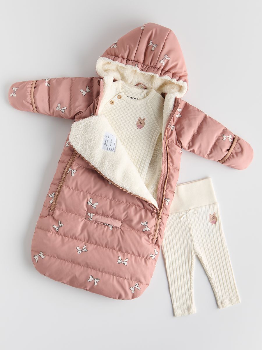 Zateplený spací vak s prírodným perím - kávová - RESERVED