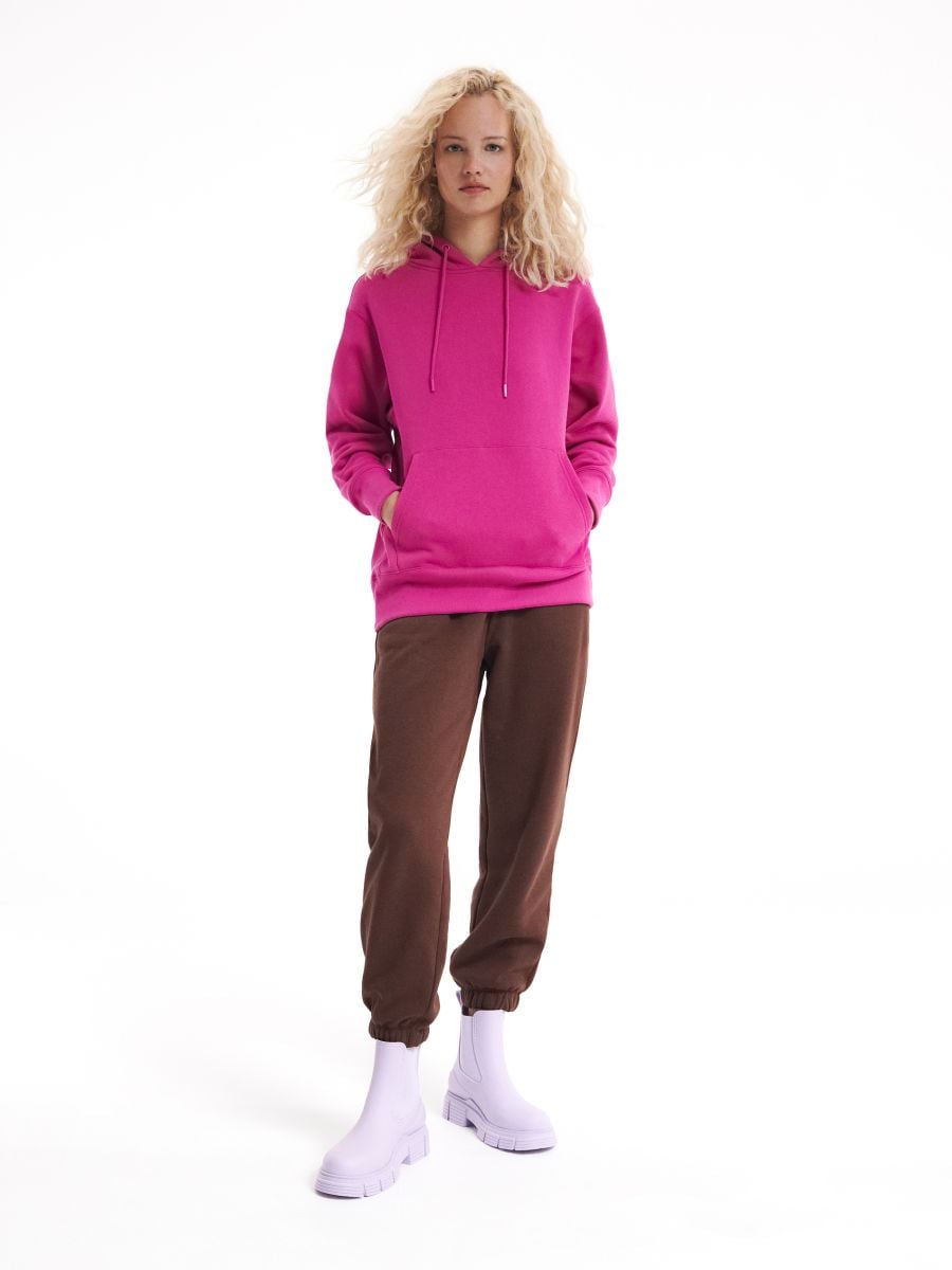 Bluza oversize z kapturem Kolor fuksja - RESERVED - 5052C-43X