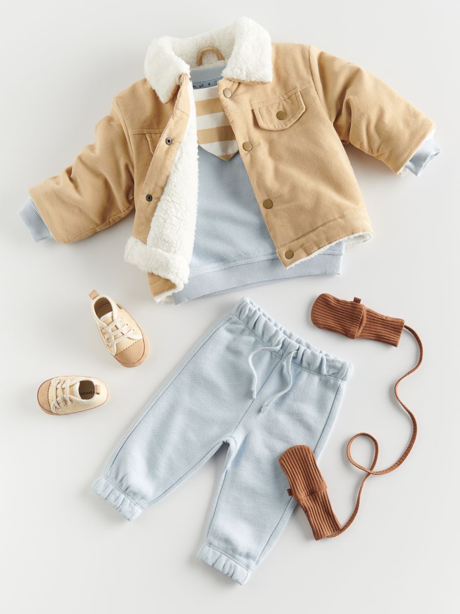 Corduroy sherpa jacket - beige - RESERVED - 3
