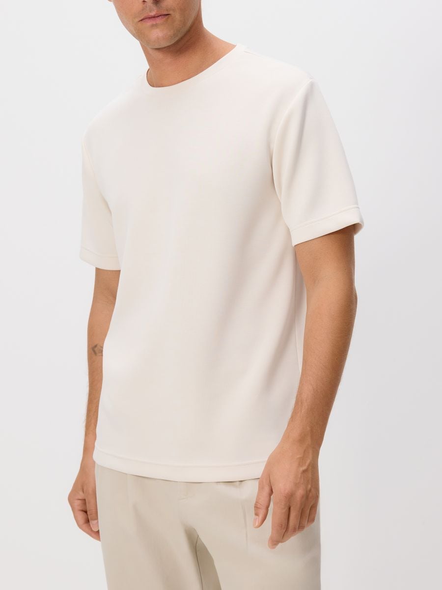 Regular fit modal blend T-shirt - beige - RESERVED