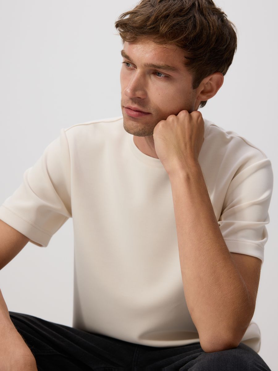 Regular fit modal blend T-shirt - beige - RESERVED