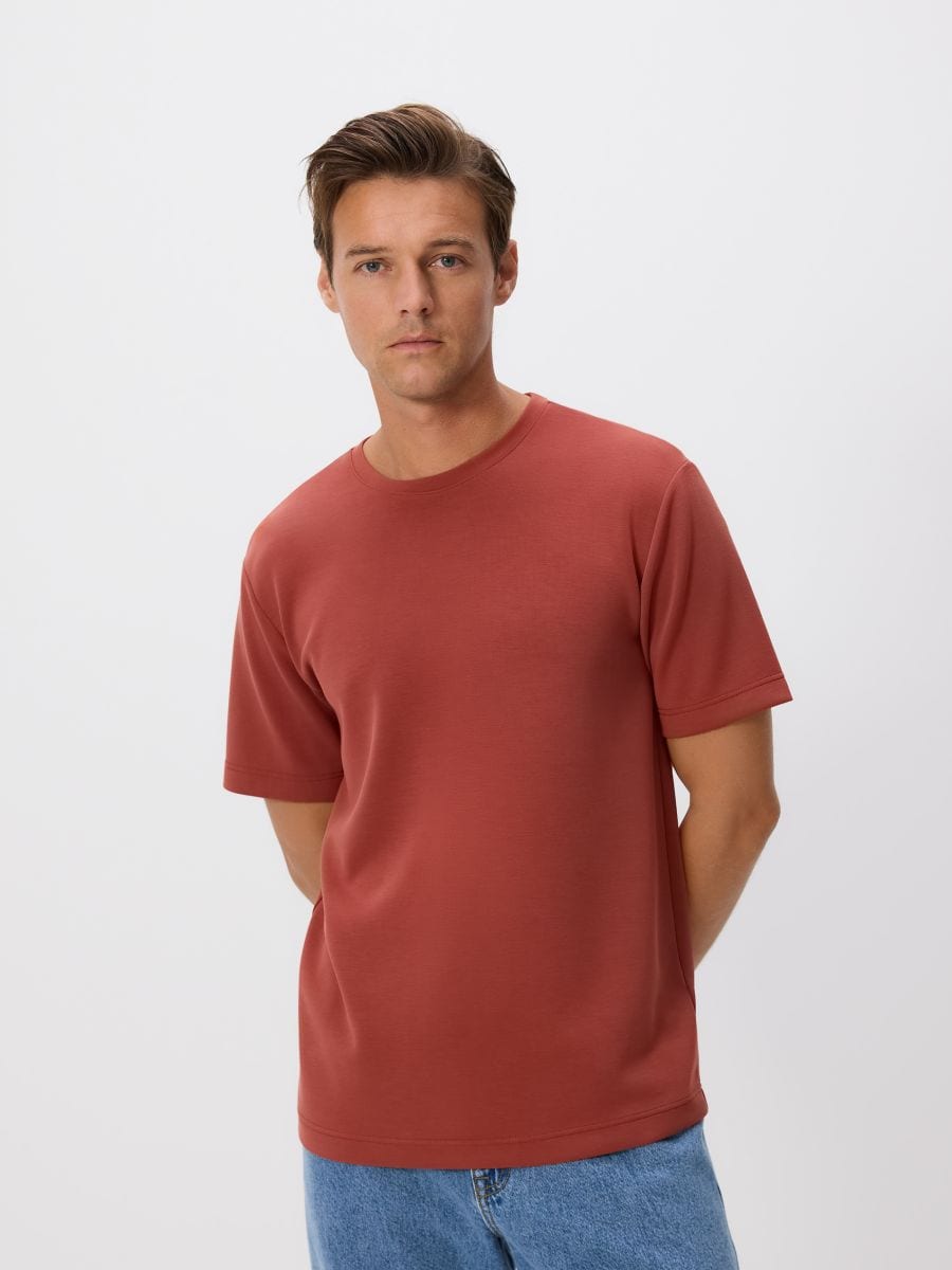 Regular fit modal blend T-shirt - copper - RESERVED
