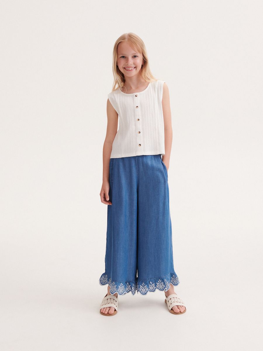 Bomuldsbluse - creme - RESERVED - 4
