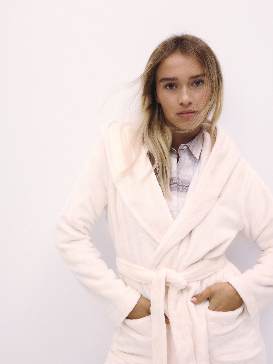 Hooded robe - cream - RESERVED - 3