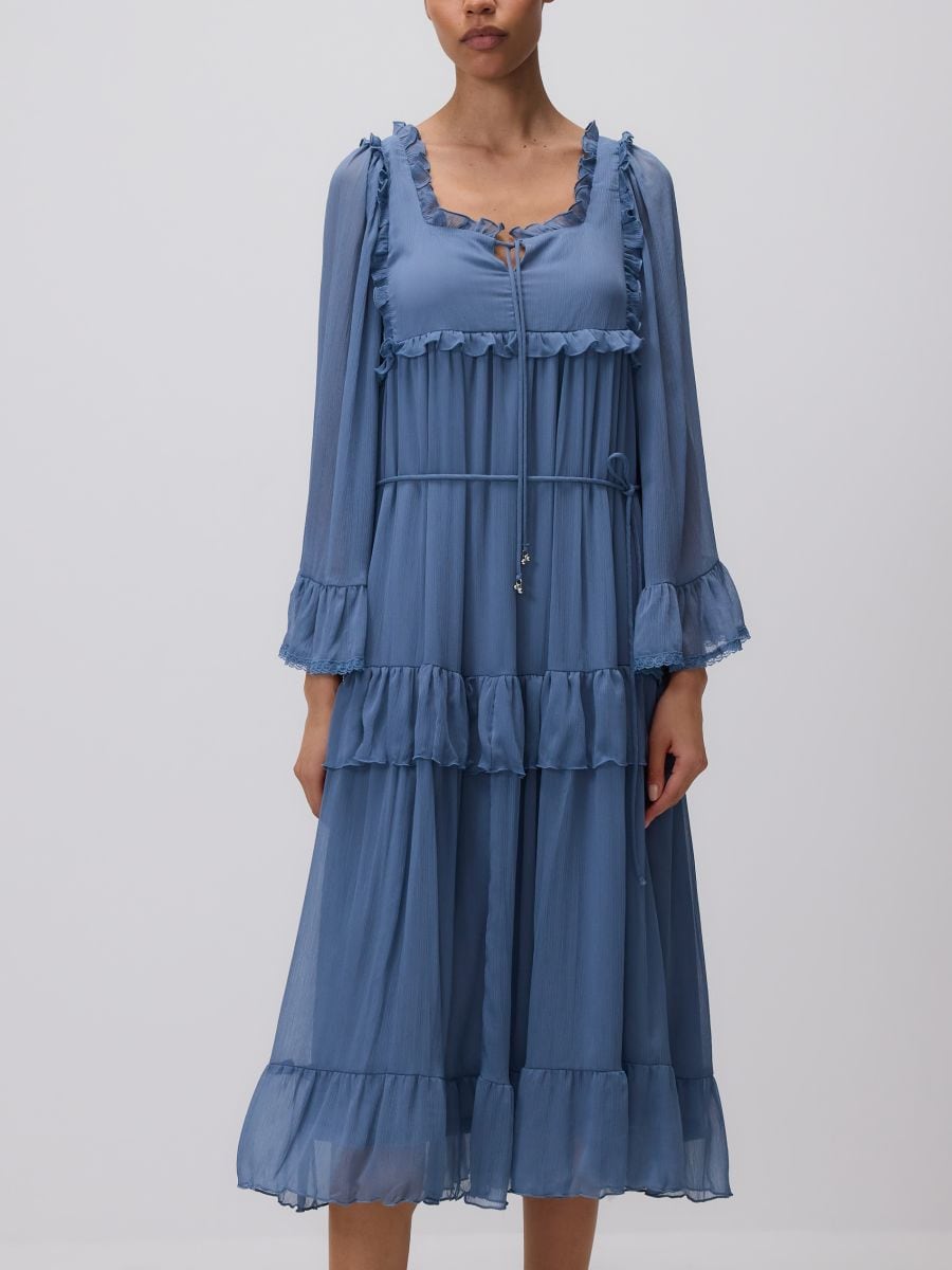 Midi dress with ruffles - blue - RESERVED - 5