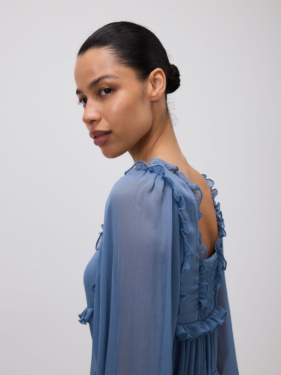Midi dress with ruffles - blue - RESERVED - 6