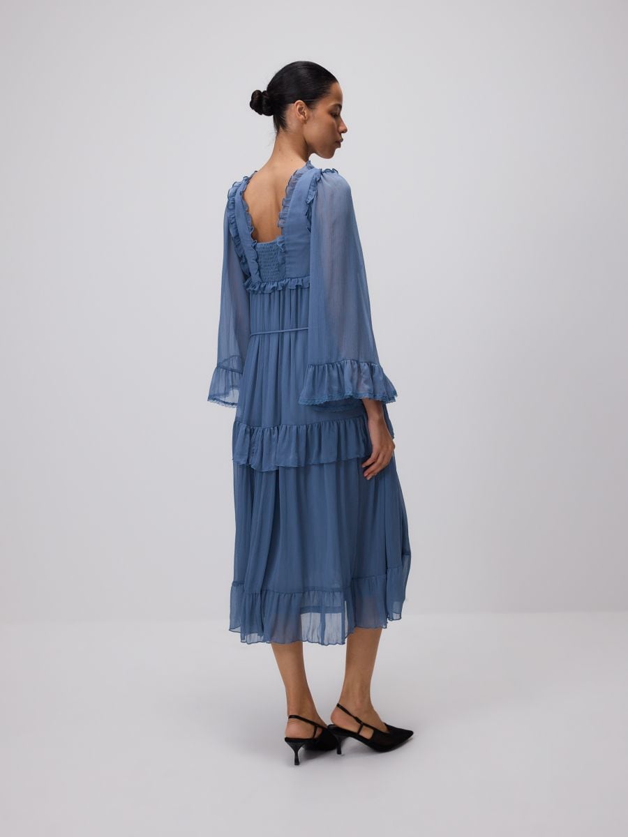 Midi dress with ruffles - blue - RESERVED - 3