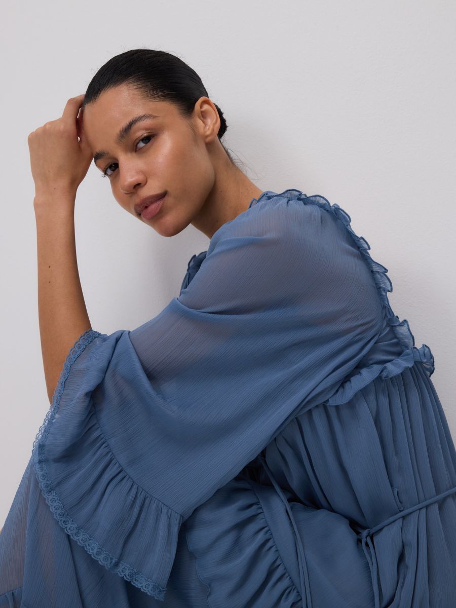 Midi dress with ruffles - blue - RESERVED - 4