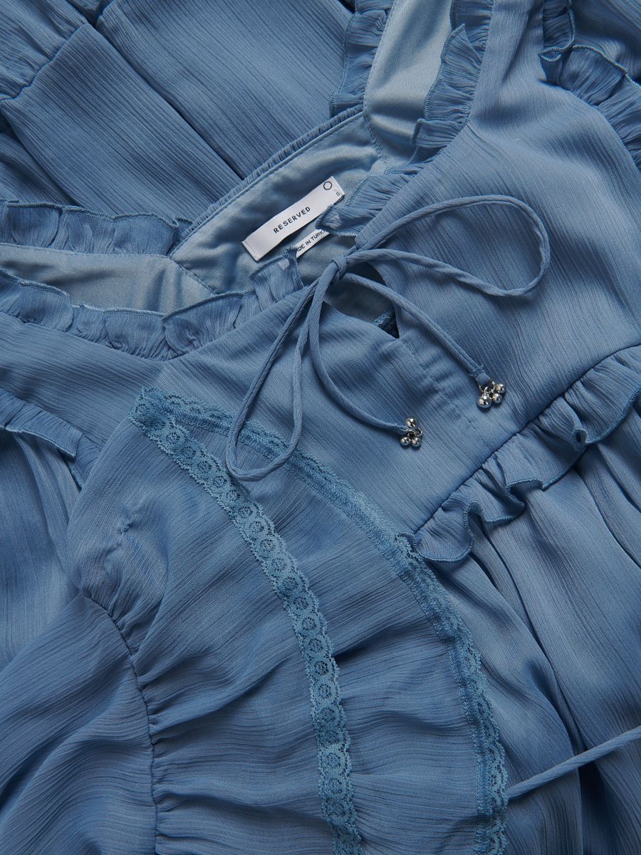 Midi dress with ruffles - blue - RESERVED - 8