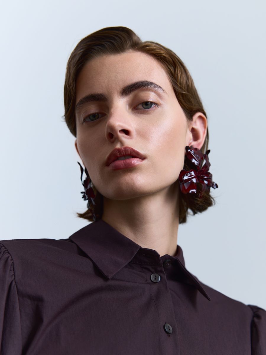 Boucles d’oreilles en forme de fleurs - maroon - RESERVED