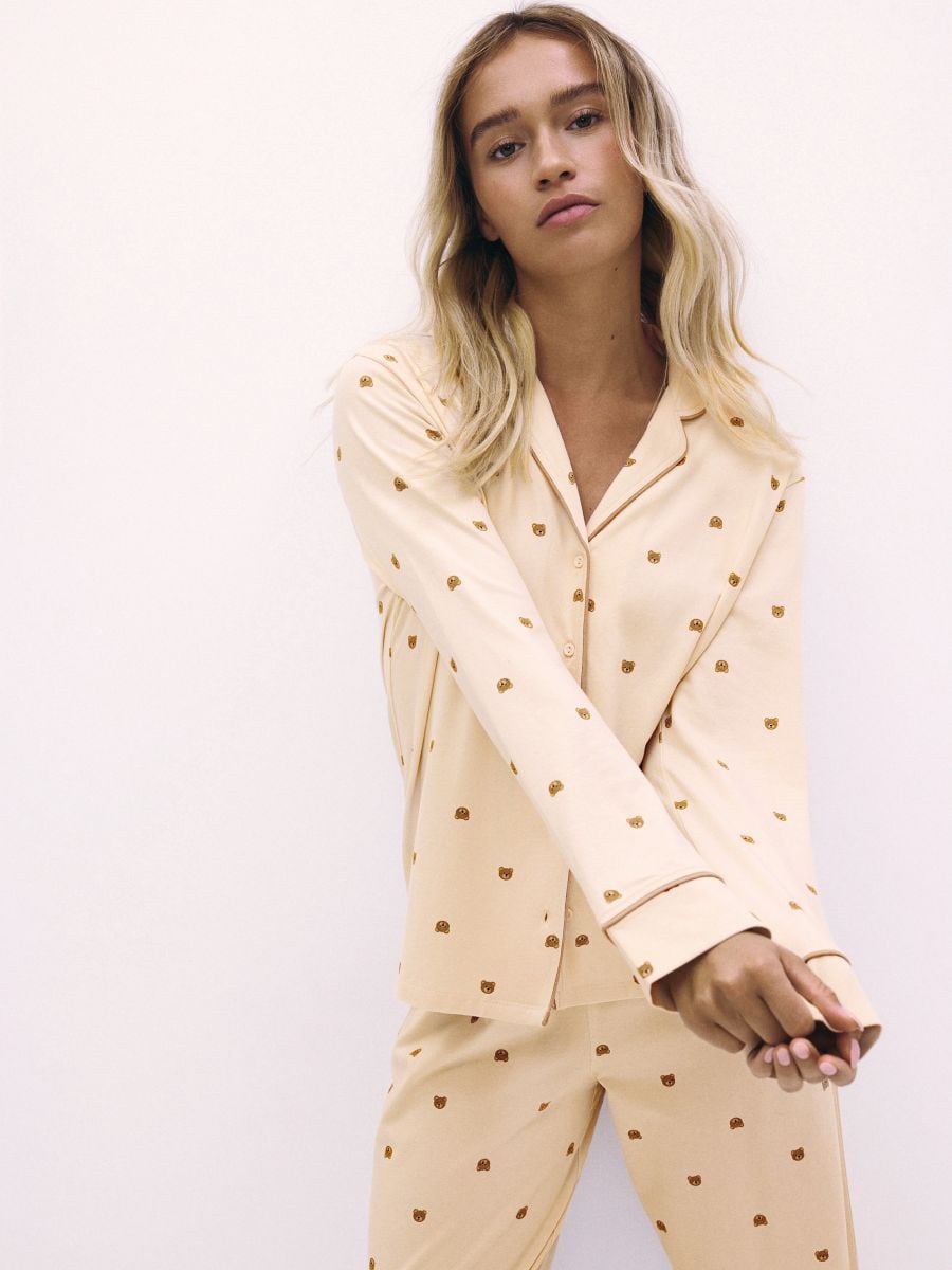 Zweiteiliges bedrucktes Pyjama-Set - beige - RESERVED - 3