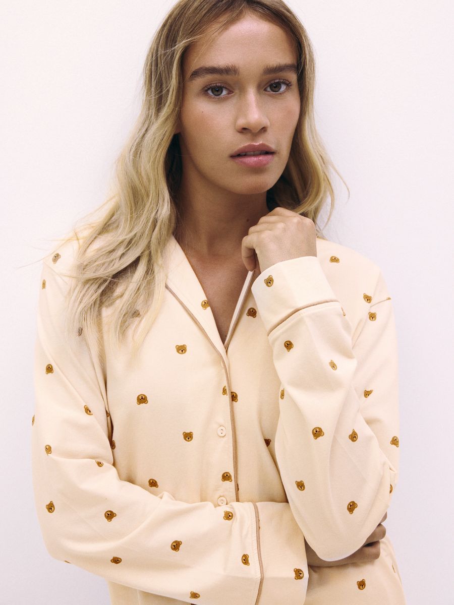 Zweiteiliges bedrucktes Pyjama-Set - beige - RESERVED - 2