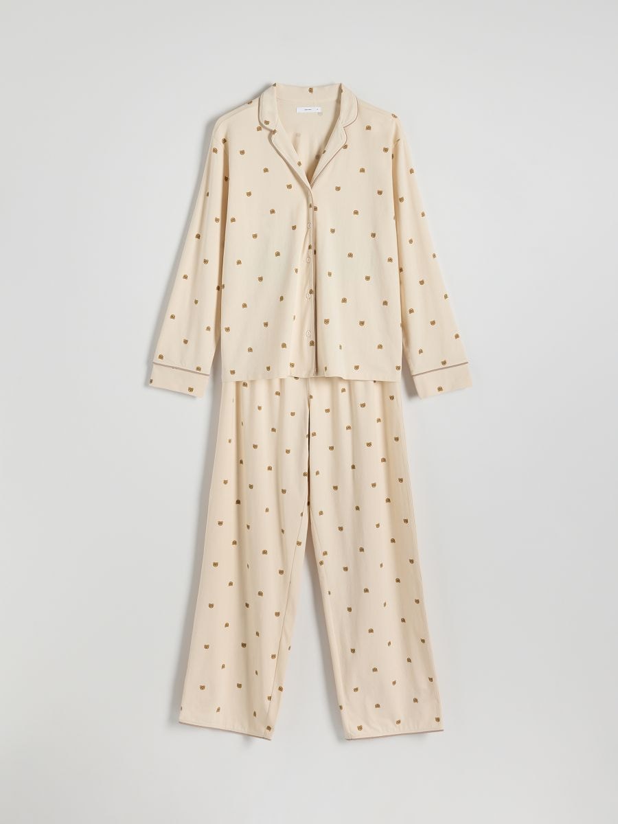 Zweiteiliges bedrucktes Pyjama-Set - beige - RESERVED - 5