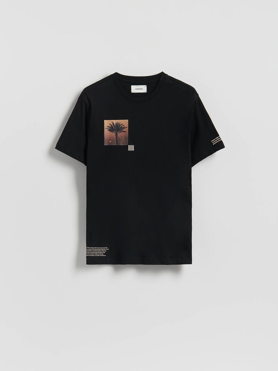Regular fit printed T-shirt - black - RESERVED