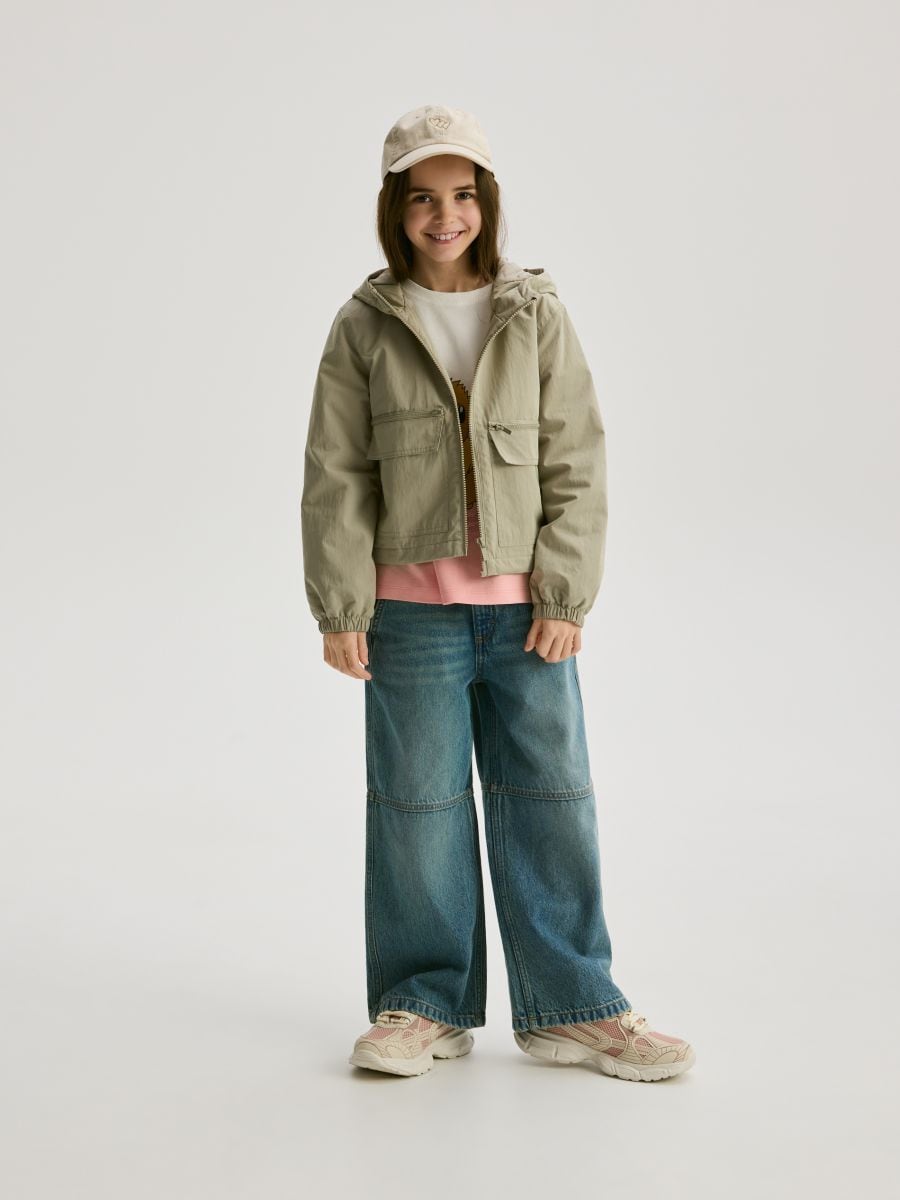Hooded jacket with cargo pockets - beige - RESERVED - 2