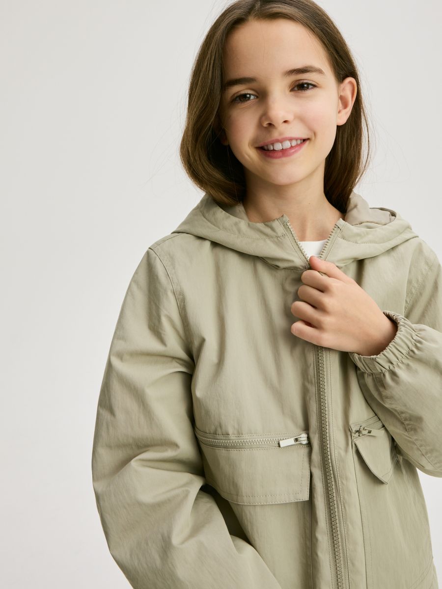Hooded jacket with cargo pockets - beige - RESERVED - 6