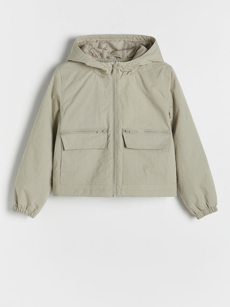 Hooded jacket with cargo pockets - beige - RESERVED - 3