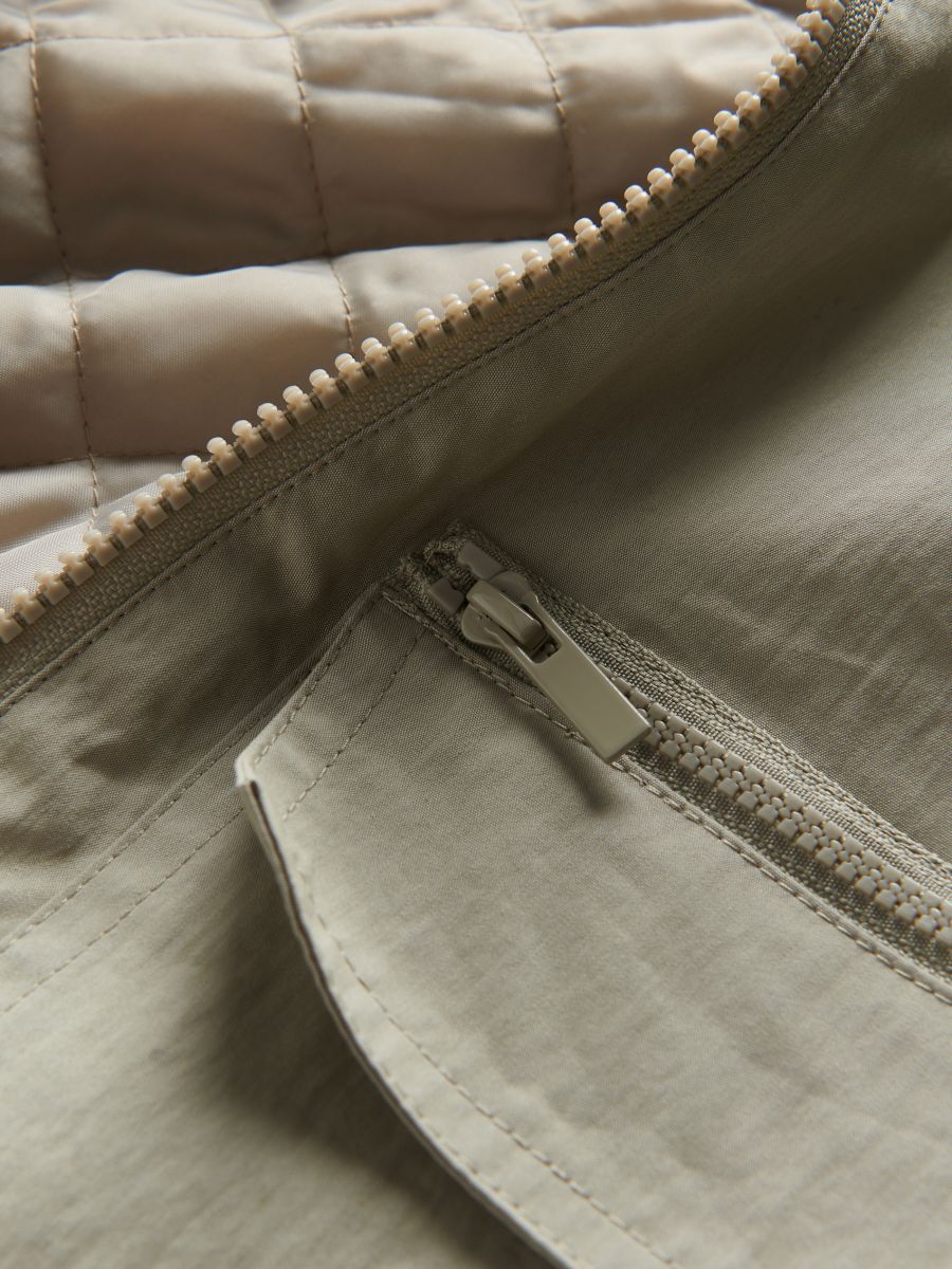 Hooded jacket with cargo pockets - beige - RESERVED - 6