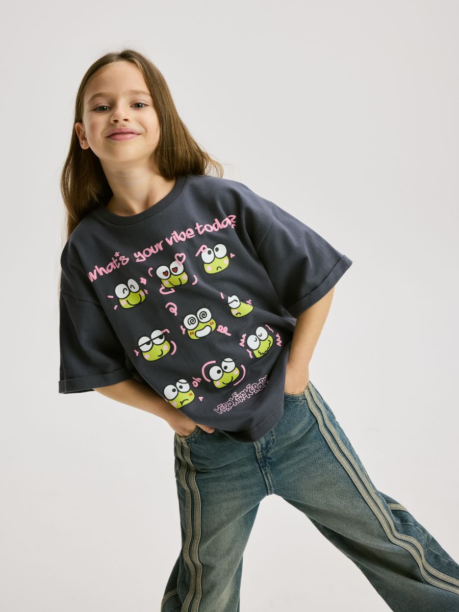 T-shirt Hello Kitty og venner - mørkegrå - RESERVED