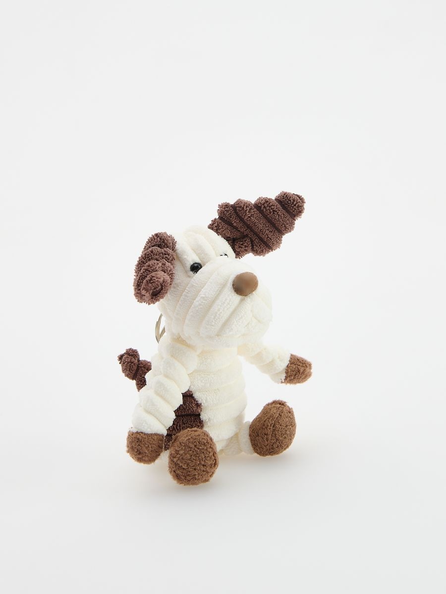 Fluffy dog key chain - cream - RESERVED - 2