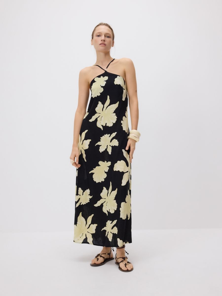 Patterned viscose rich midi dress - multicolor - RESERVED - 3