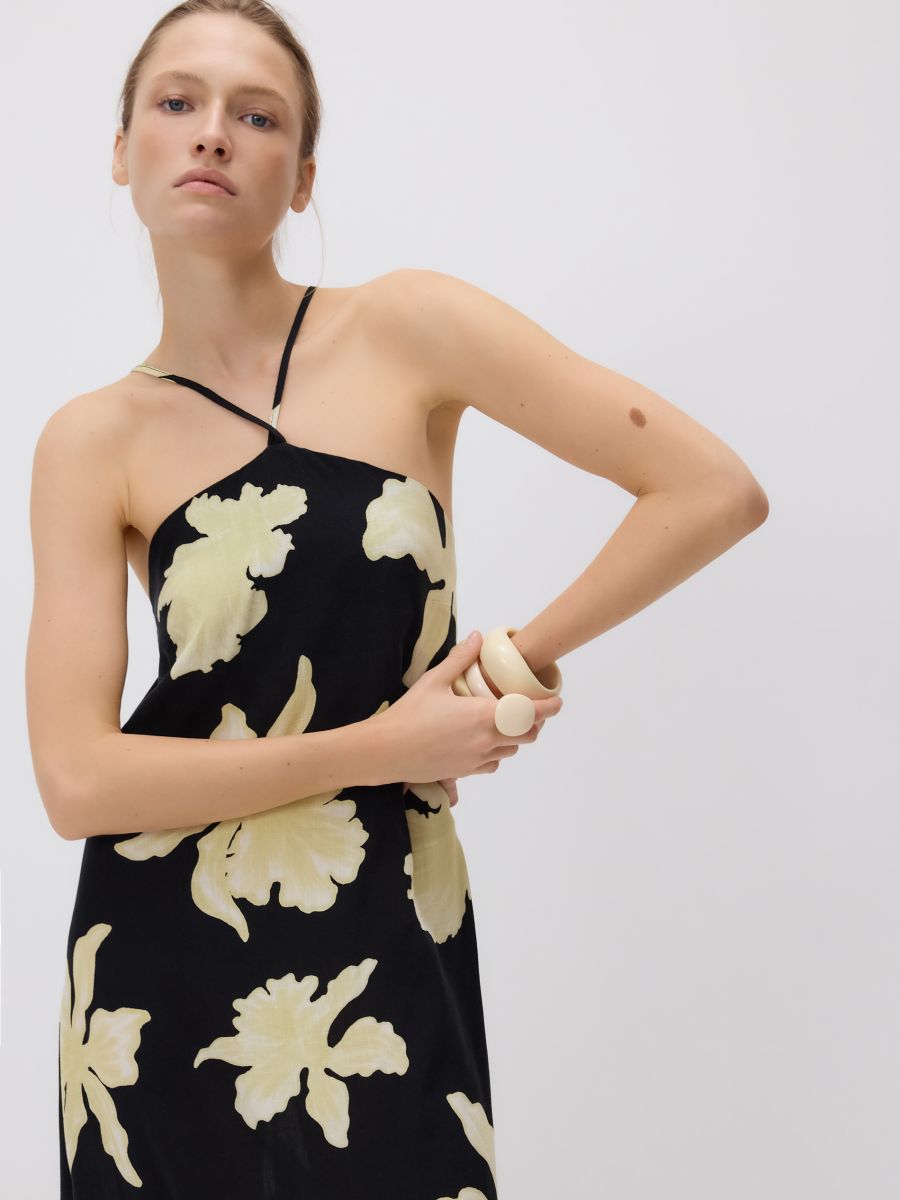 Patterned viscose rich midi dress - multicolor - RESERVED - 4