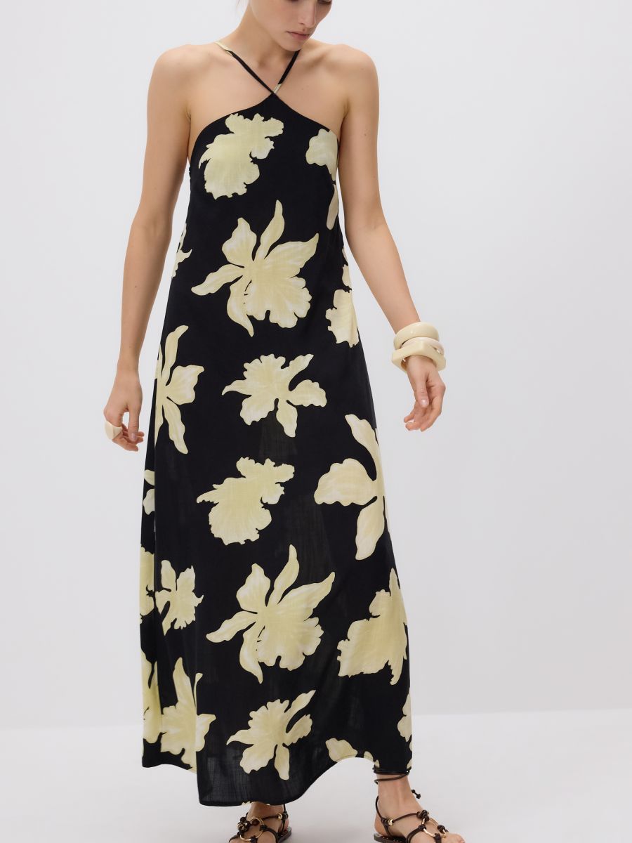 Patterned viscose rich midi dress - multicolor - RESERVED - 6
