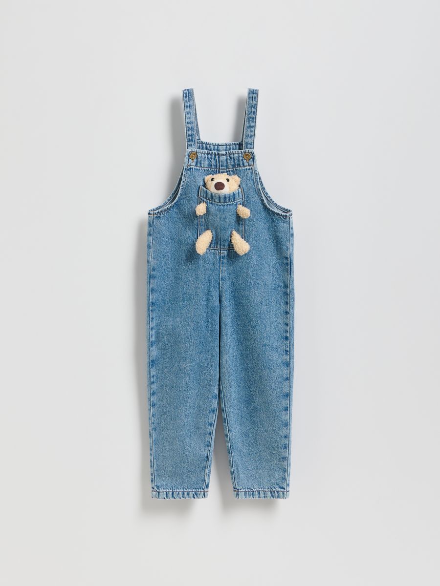 Denim overalls with a bear - blue jeans - RESERVED