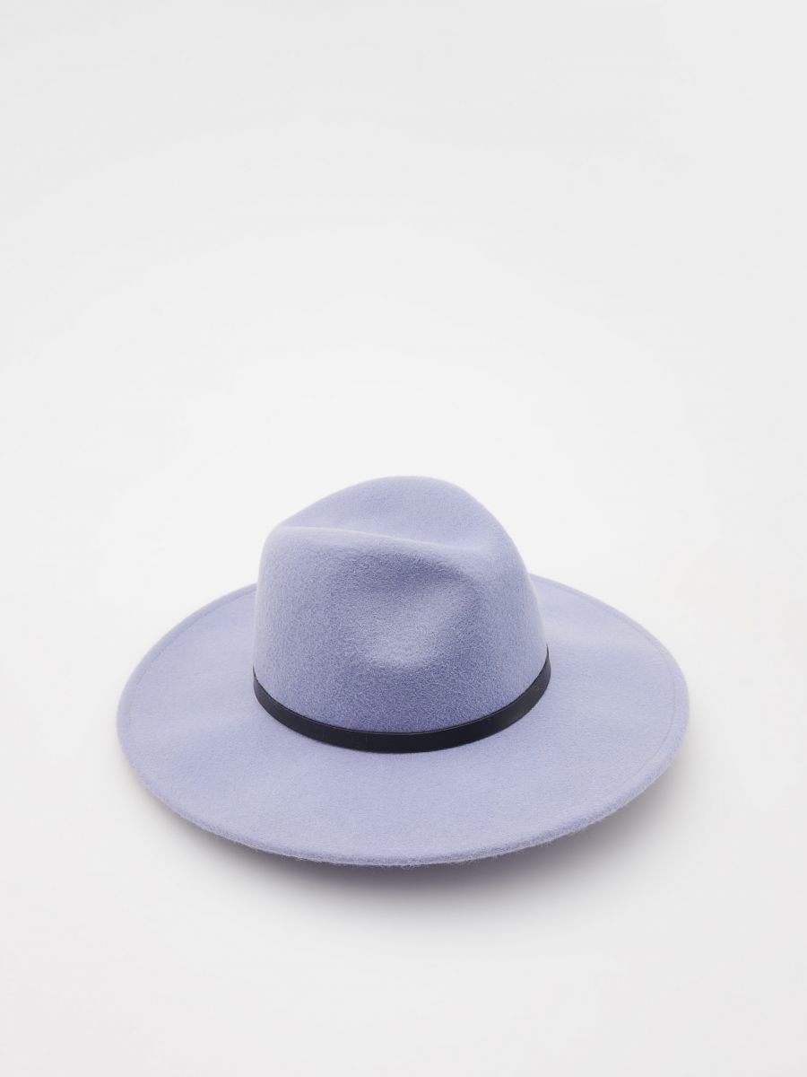 Pălărie din lână, cu panglică decorativă - albastru - RESERVED
