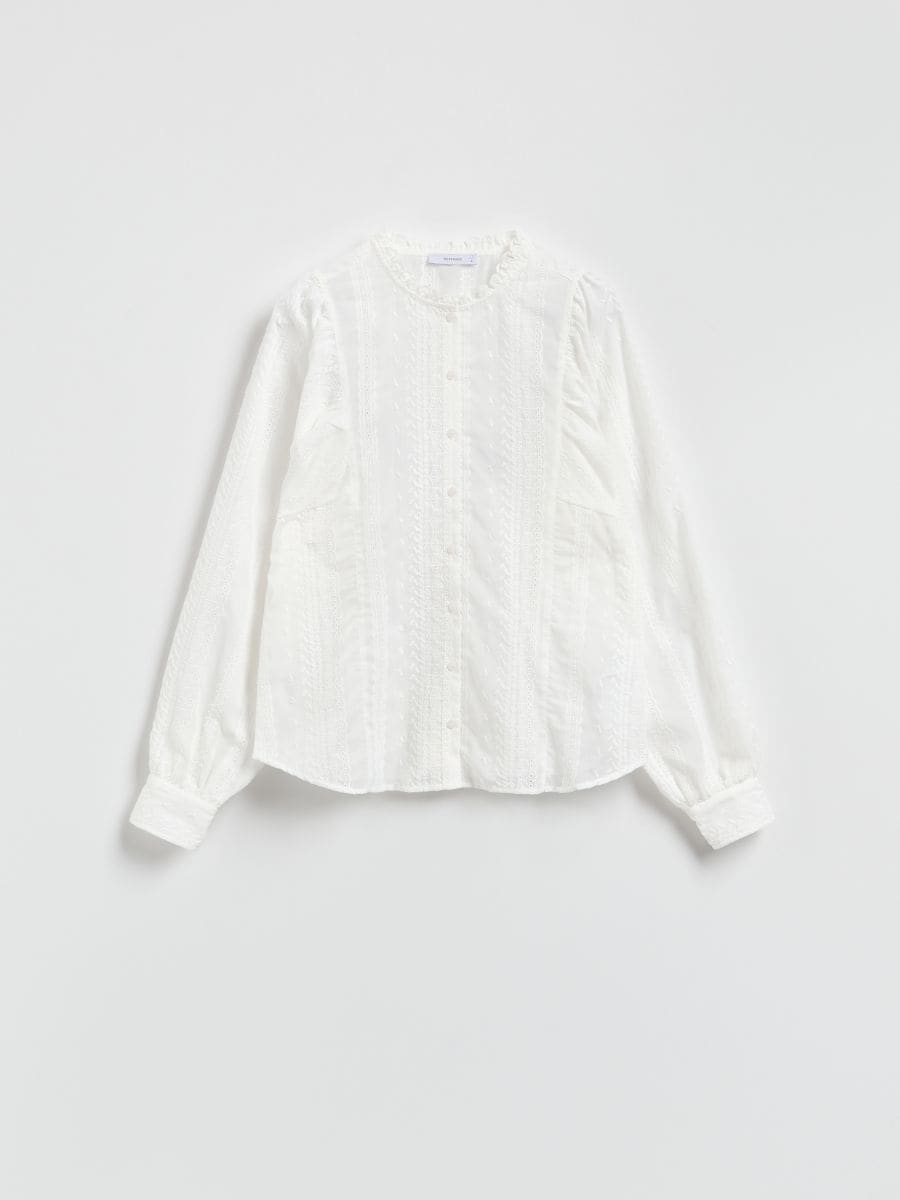 Shirt with decorative embroidery - white - RESERVED