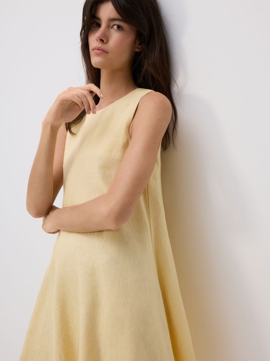 Mini-Leinenkleid - hellgelb - RESERVED - 3