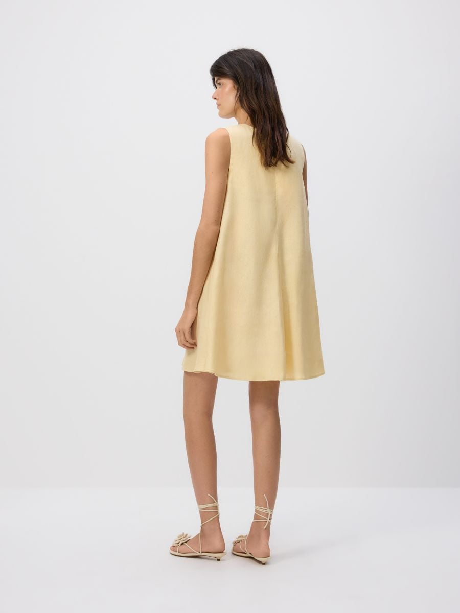 Mini-Leinenkleid - hellgelb - RESERVED - 4