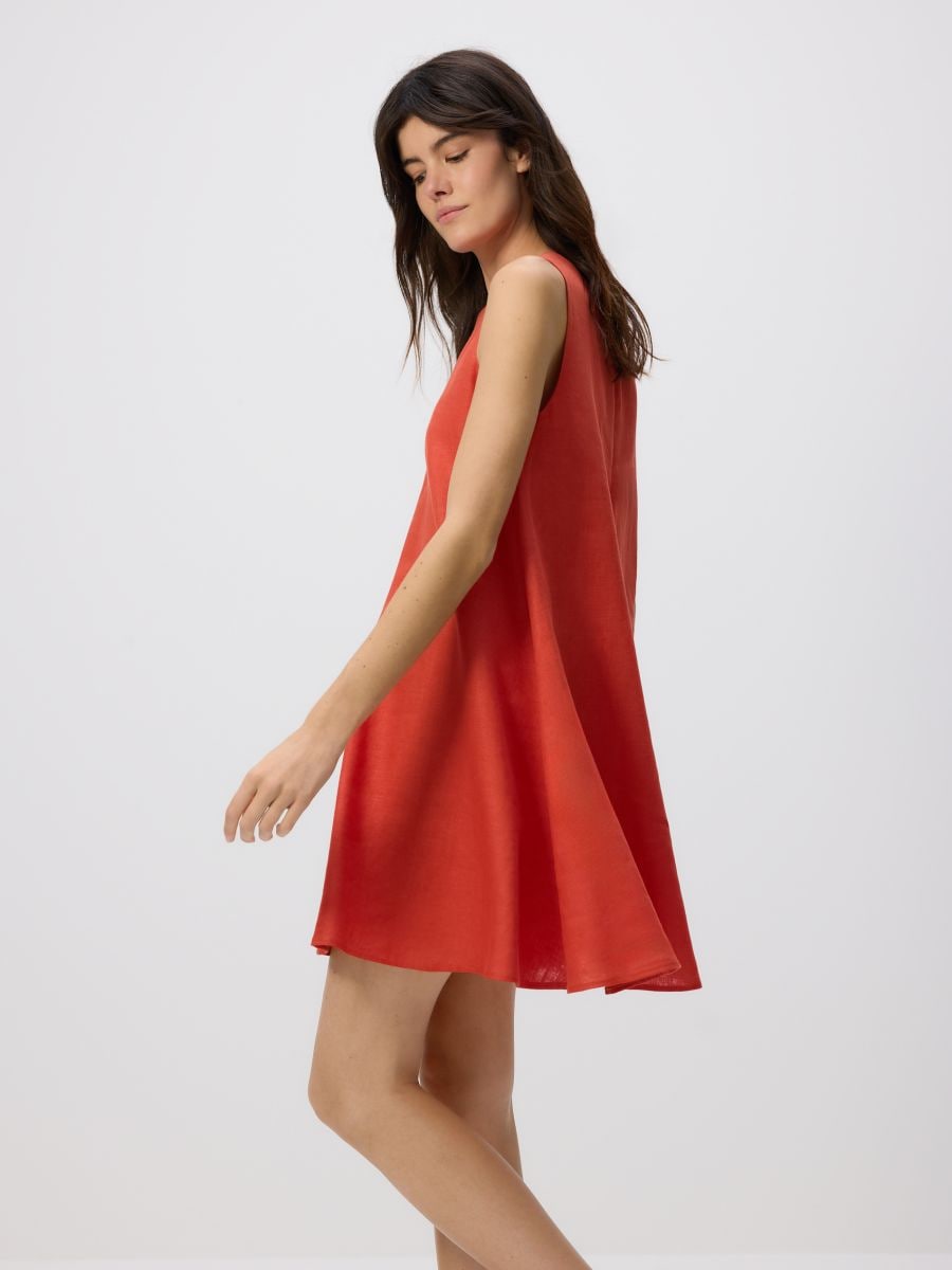 Rochie mini din in - portocaliu - RESERVED