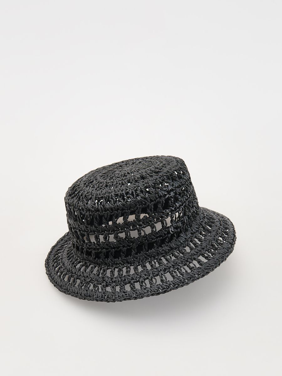 Woven bucket hat - black - RESERVED