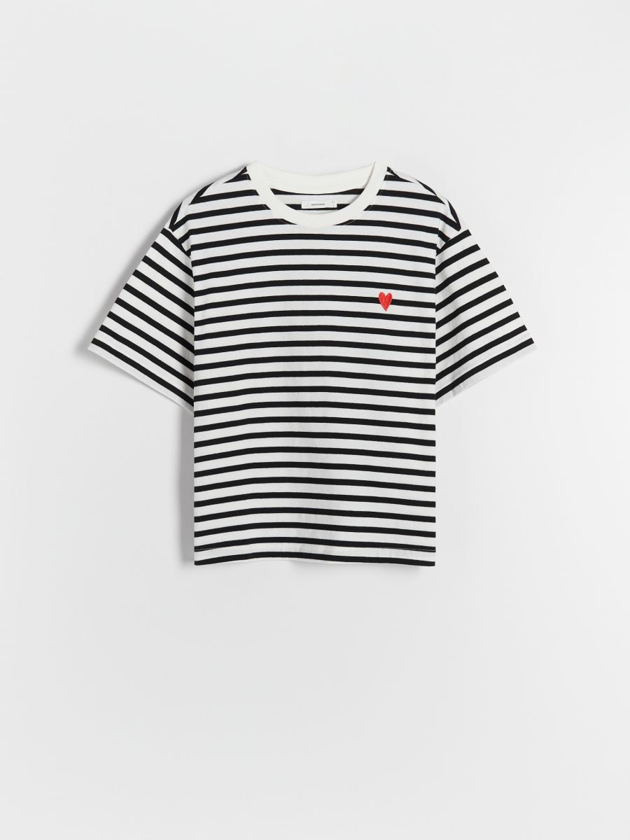 T-shirt w paski - czarny - RESERVED - 3